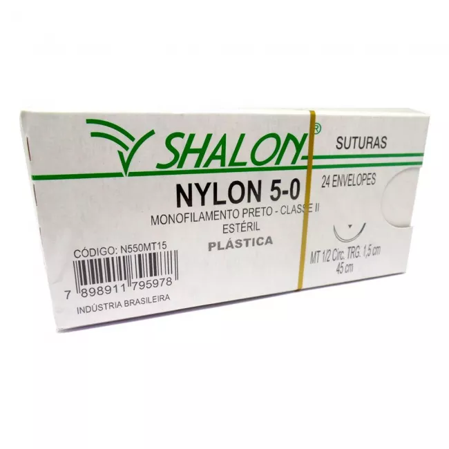 Fio De Sutura Nylon 5 - 0 Ag 15 Unidade - Shalon