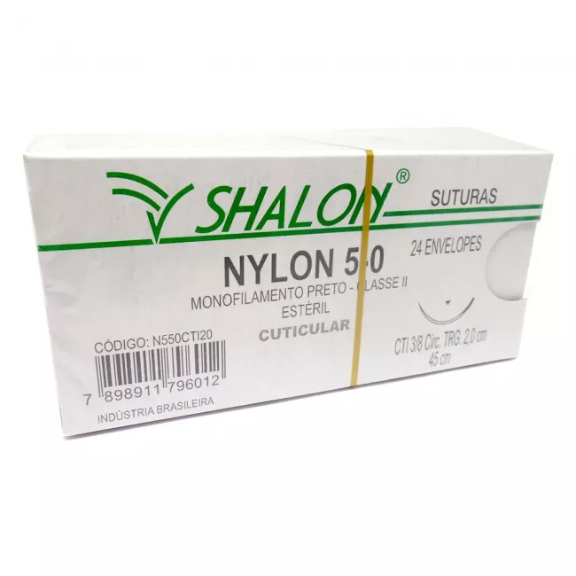 Fio De Sutura Nylon 5 - 0 Ag 20 Unidade - Shalon